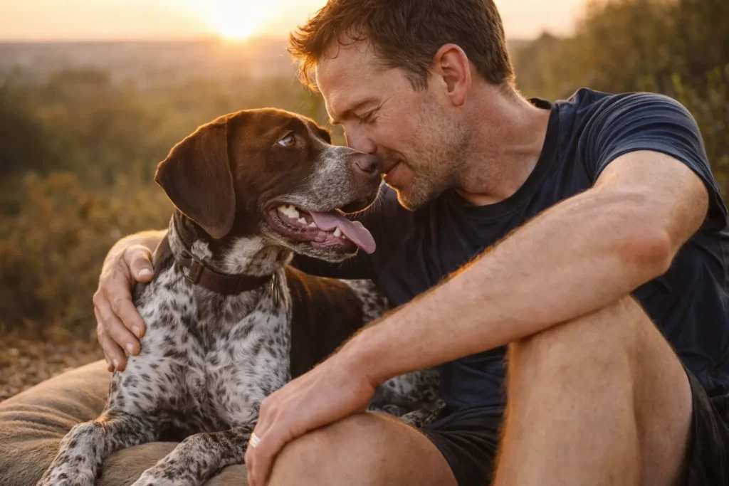 showing mutual exhaustion between dog and human Image